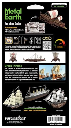 Metal Earth Premium Series Greek Trireme Ship 3D Metal Model Kit Fascinations - Image 7