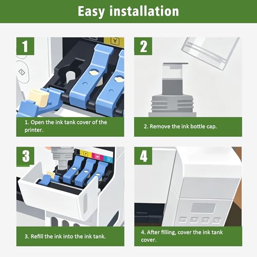 GREENPRINT EPT104 butelka z atramentem wielopak kompatybilny z ET-2820 ET-4800 ET-2870 ET-2810 ET-2862 ET-2826 ET-2856 ET-4810 ET-2811 ET-2812 ET-2814 ET-28155 ET-28 Drukarka 21 ET-2710 ET-2711 (5