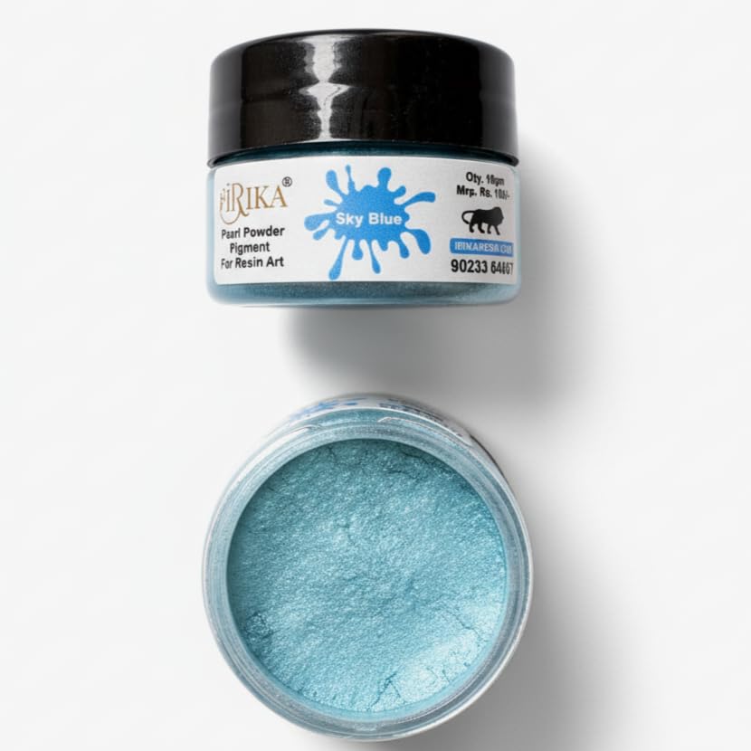Sky Blue Mica Powder Pigment for Resin Art – 10gm | Pearl Metallic Shimmer Color Powder for Epoxy Resin, UV Resin, Soap Making, Candle, Slime & Nail Art | Highly Pigmented Craft Dust-image-41