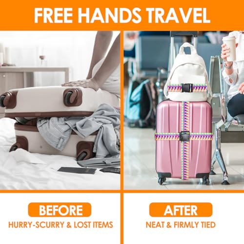 Image of Gutsdoor Colorful 2 Pack Luggage Straps for Suitcases Travel Belt Connector Holds Suitcase Add a Bag Premium Accessories Unique Adjustable Strap