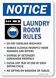SmartSign Laundry Room Rules 'Notice - No Overload, Remove Clothes, Dispose Detergent, Clean Lint, No Sitting' Metal Sign, 14