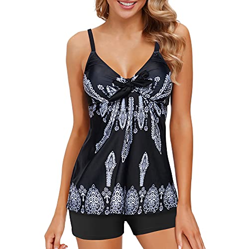 Zando Womens Tankini Swimsuits for Women Plus Size Bathing Suits for Women Tummy Control Boyshorts Athletic Two Piece Swimsuit Black Floral Print 10-12 Zando Womens Tankini Swimsuits for Women Plus Size Bathing Suits for Women Tummy Control Boyshorts Athletic Two Piece Swimsuit Black Floral Print 10-12