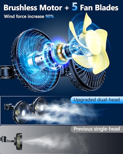 DICMKY Dual Head Car Cooling Fans for Back Seat for Kids Battery Powered Rechargeable Usb - image 5