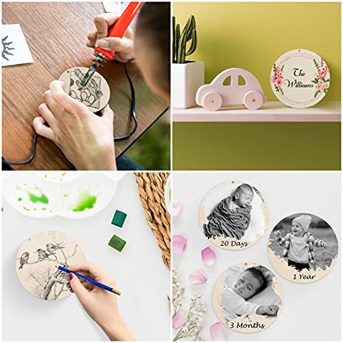 Kurtzy 50 Pieces (4 Inch) Round Wooden Circles With Holes - Hanging Tags Wooden Discs Cutouts - Blank Wood Circles Ornaments For Diy Crafts, Milestone Discs, Wood Burning, Painting, Home Decorations #TOP5