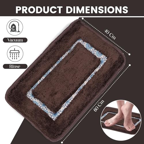 Image of Zureni Rectangle Doormat Anti Skid Floor Mat Soft Microfiber Rug Quick Dry Water Absorbent Indoor Outdoor Rug for Bedroom Kitchen Bathroom Home Office Entrance (1Pc, 40x60cm, Brown)