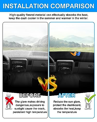 Image of Autorder Dashboard Cover Mat for 1987 1988 1989 1990 1991 Ford F150 F250 F350 Bronco Accessories Dash Cover Dash Mat Glare UV Rays Dashboard Protector
