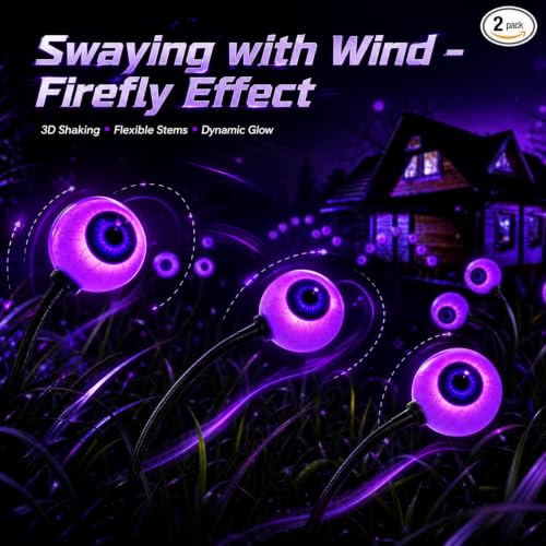 2 PCS 12Halloween Decorations Outdoor Solar Scary Eyeball Lights (Purple) by JKSvrenthy - Used condition - Image 8