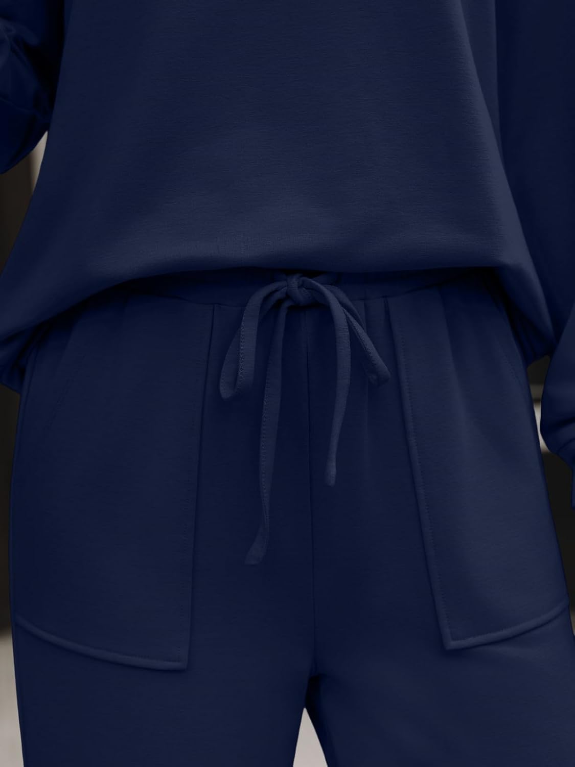 LILLUSORY Womens Two Piece Lounge Sets Mock Turtleneck Tops Wide Leg Drawstring Pants Sweatsuit with Pockets - Image 5