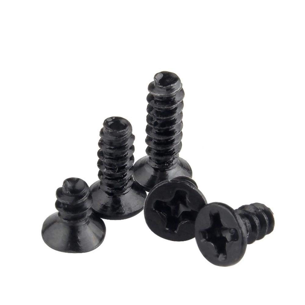 Tornillo Phillips, Iron-Haired Black Cross Flat countersunk Head Tapping Screws, Small Screws, National Standard, M1.4M1.7M2M3-M2*4 * 100pcs(M2.6 * 10 * 100)
