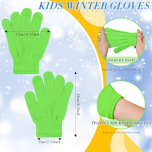 Image of Xtinmee 100 Pcs Kids Winter Beanie and Gloves Bulk Warm Knit Hat Stretchy Full Fingers Gloves Pack Unisex Cold Weather Set