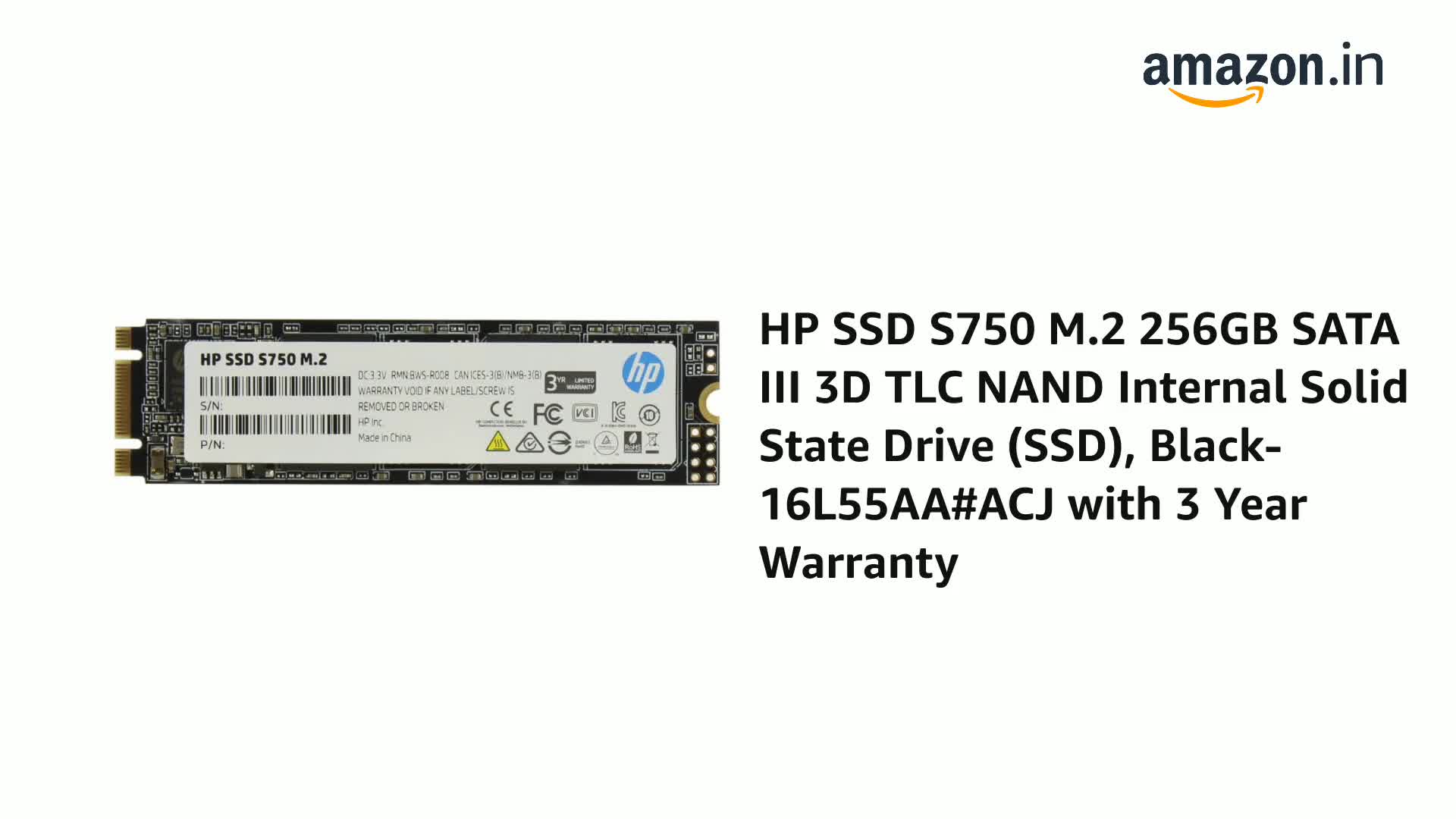 HP SSD S750 M.2 256GB SATA III Internal Solid State Drive