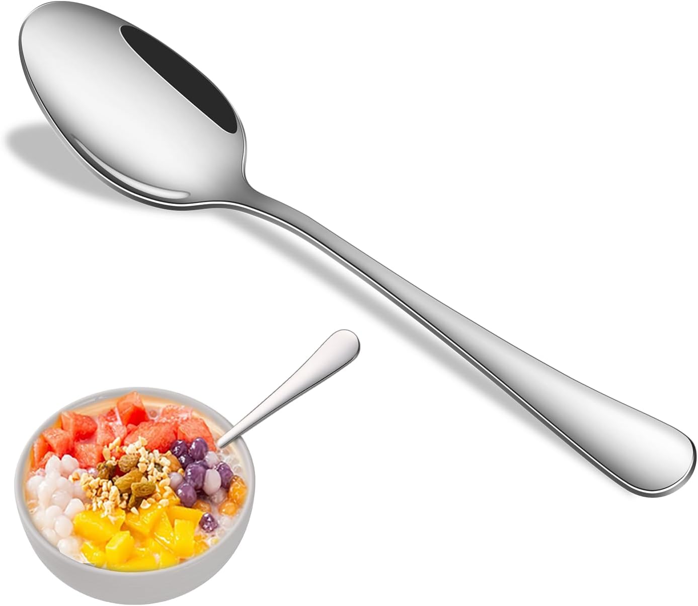 Product image of Dinner Spoon Set,8-Piece 7.3 Inch Soup Spoons,Premium Food Grade Stainless Steel Table Spoon,Durable Metal Tablespoon,Dishwasher Safe Silverware Spoons