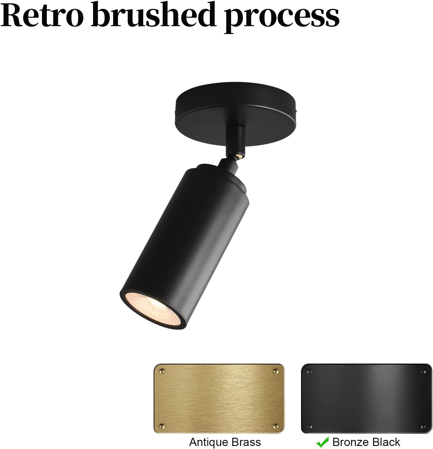 Adjustable LED Ceiling Spotlight, Hardwired Modern Black Cylindrical Fixture, Directional Indoor Lighting for Living Room/Hallway/Gallery (Black)