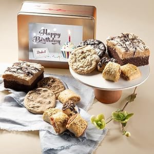 Dulcet Gift Basket Birthday Classic Old Fashioned Gift Tin Box Assorted Gourmet Treats Ideal Gift for Men, Women, Family, and, Friends,