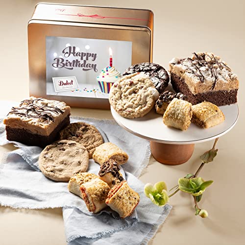 Dulcet Gift Basket Birthday Classic Old Fashioned Gift Tin Box Assorted Gourmet Treats Ideal Gift for Men, Women, Family, and, Friends,