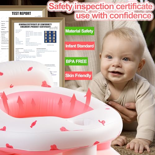 Image of Upgraded Inflatable Baby Seat with Safety Guardrails, Thicker Sit Me Up Floor Seat for Baby Chair Sit Me Up, Blow Up Baby Chair Built in Air Pump for Babies 3-36 mth