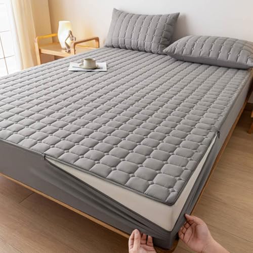 Funda de colchón impermeable gris 135x200 protector acolchado 4