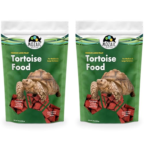 Mozaic Tortoise Food - Premium Large Pellets for Sulcata, Russian, Red-Footed, Hermann's, & Desert Tortoises - Complete Formulated Diet with Essential Amino Acids & Nutrients (15 Ounce (Pack of 2))