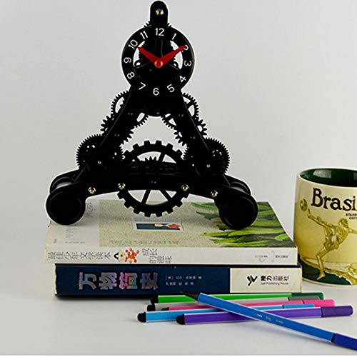 Alarm Clock Eiffel Tower Clock Gear Rotating Frame Quartz Mechanical Clock Mute Black Desk Clock #TOP7