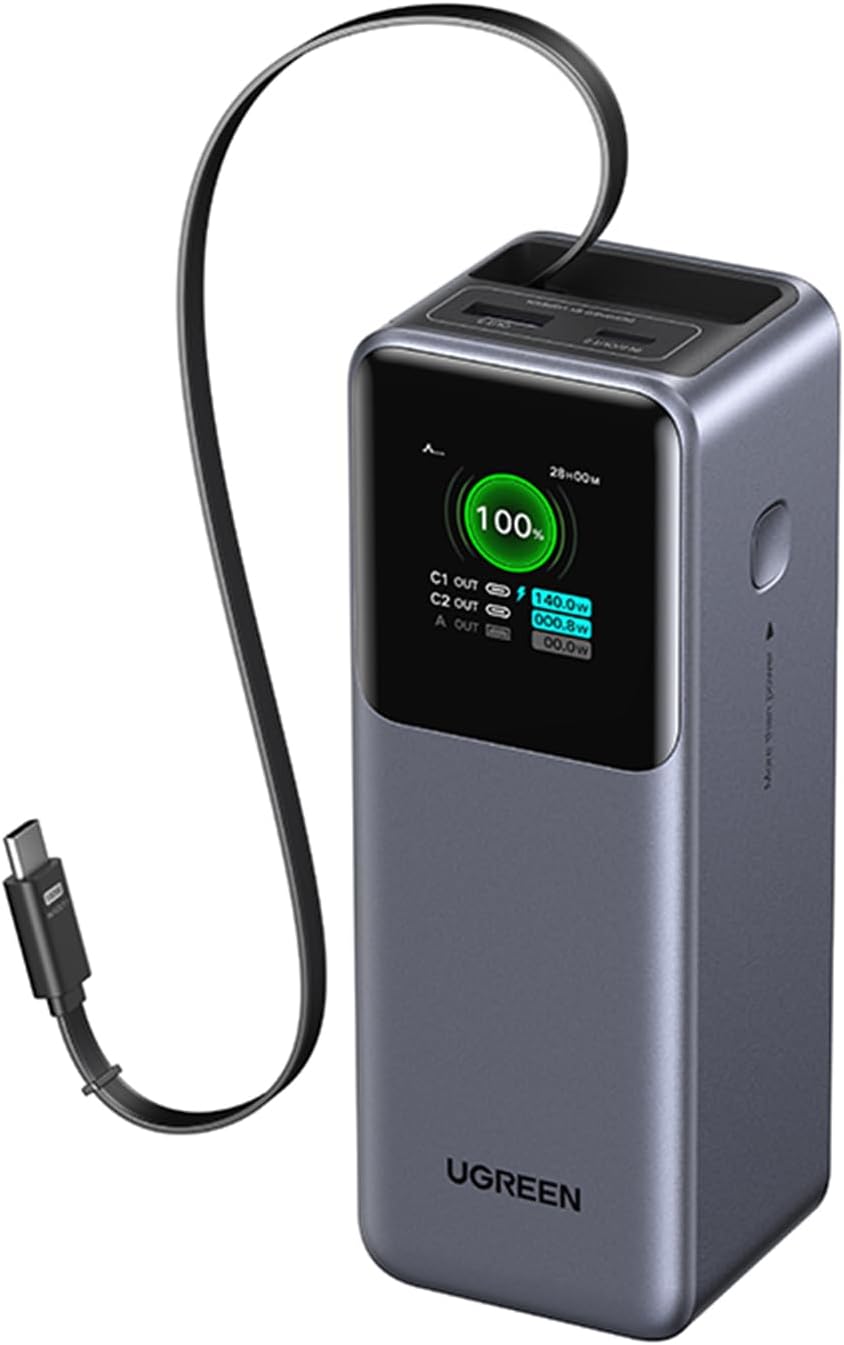 Nexode 20,000mAh 165W ​​Laptop Power Bank​​, ​​Portable Charger​​ for Dual Laptops, Fast Charging Battery Pack with Built-In and Retractable Cables,for iPhone 17/16 Series, Galaxy S26/S25Ultra