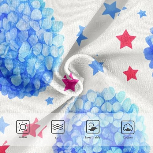 Blue Hydrangea Flowers Stars Panties Little Girl Toddler Underwear Floral Cotton Funny Undies Kids Briefs 2t3
