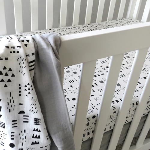 Image of HonestBaby Unisex-Baby Classics Fitted Crib Sheets Set Standard Mattress, 100% Organic Cotton Baby Boys, Girls, Neutral, 2 Pack - Love Dot, One Size