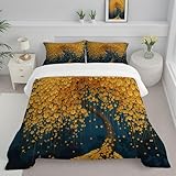 Design Fantaisie Peinture À L'Huile – Double Face Décorative: La Couette Présente Un Motif Imprimé Pièces D'Or Arbre Sur Le Côté Avant Et Un Côté Uni Au Verso. Les Motifs Sont Précis Et Détaillés, Mettant En Valeur Le Design Et Le Style De La Chambre. L’Impression De Haute Qualité Garantit Des Couleurs Nettes Et Durables, Pour Un Rendu Décoratif Fidèle Et Durable
