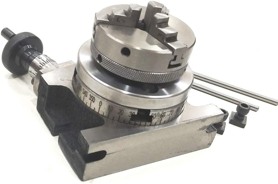 3" Inches /80 mm Rotary Table & 65 mm 3 Jaws Self Centering Chuck+ steel Back Plate+ 3x M6 T-nuts Bolts-Metalworking, Engineering Indexing Milling Kit