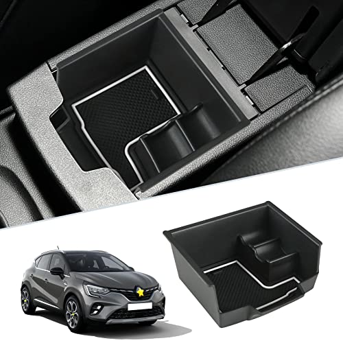SKTU Organiseur de console centrale, compatible avec Renault Captur 2 2020-2023, accoudoir central, boîte de rangement avec support antidérapant (blanc)