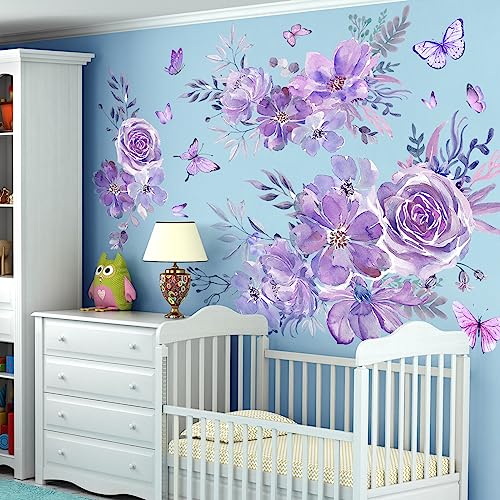 Vinilos Decorativos Flores 3D 8 Piezas 60x30 cm Morado miniatura 6
