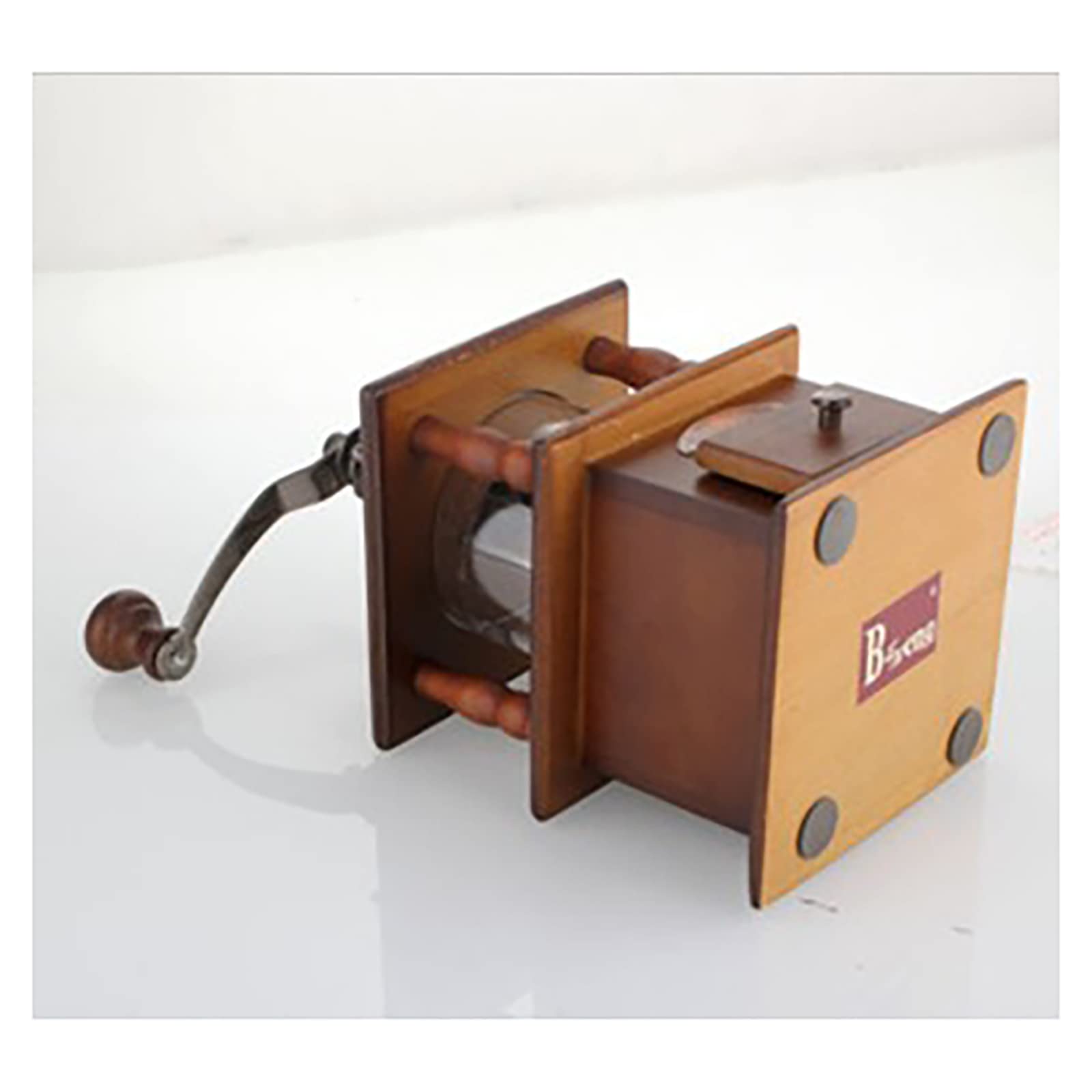 Molinillo de café manual de madera, grano de café, especias, vintage, molino de café ajustable, molino de cerámica marrón