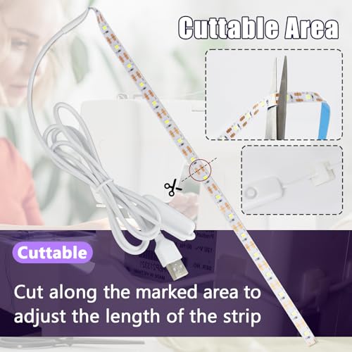 Image of 3Pcs Sewing Machine Light Strip with Pushbutton Dimmer, 12in Sewing Machine Lights Led Strip with 17LEDS, Daylight White Sewing Machine Light Fits All Sewing Machines