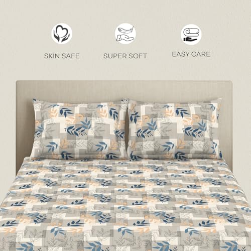 Image of Welspun Polycotton Double Bedsheets with 2 Pillow Covers Soft & Skin Safe Bed Sheets - Harmony | 120 Tc (Ornate-Soft Cashmere)