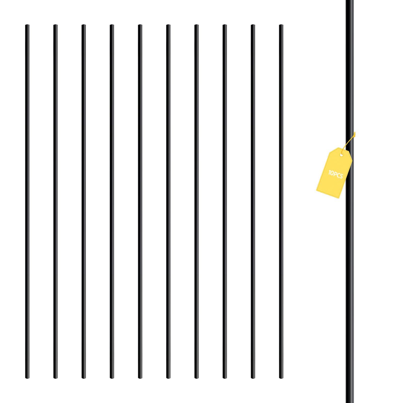 DEVALLEY Wrought Iron Balusters (Set of 10),Round Hollow Straight Stair Spindles,Decorative Metal Balusters Spindles for Decks,5/8 inch Stair Railing,