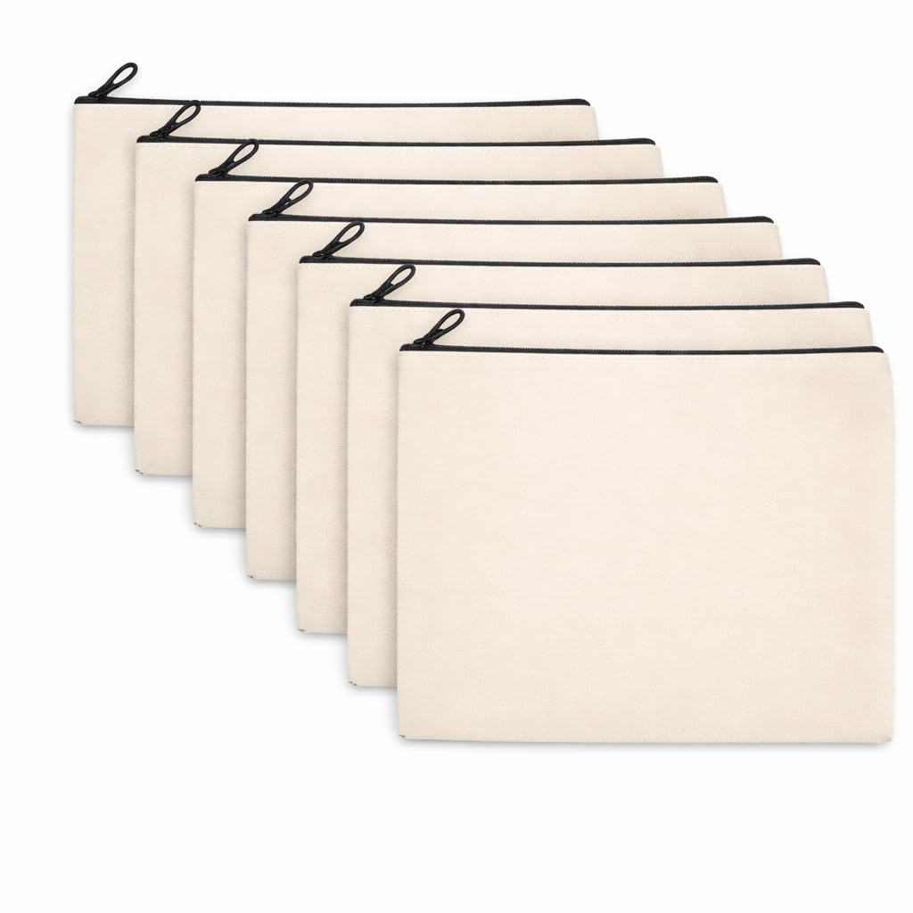 Plain Canvas Zipper Pouch (8.3 x 5 Inch) – Blank Printable Cotton Pouch for DIY, Logo Printing & Corporate Gifting | Multipurpose Pencil, Cosmetic & Travel Bag | Pack of 5/10 (5)-image-4