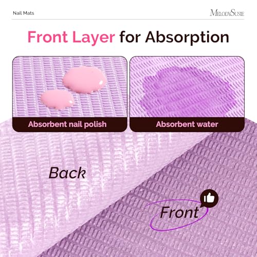 Image of MelodySusie Disposable Nail Mats, 50Pcs 3-Ply Absorbent Nail Art Table Pads with PE Backing, 18 inch x 13 inch Nail Desk Protection for Manicure Pedicure, Salon Home DIY Purple