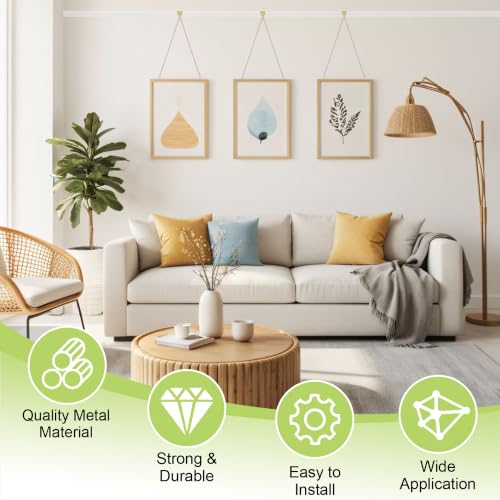 Image of Picture Hanging Kit, 6Pcs Iron Chains with Loops & 6Pcs Brass Plated Hooks Picture Display Accessories for Wall Pictures, Exhibition(Silver, 1M)
