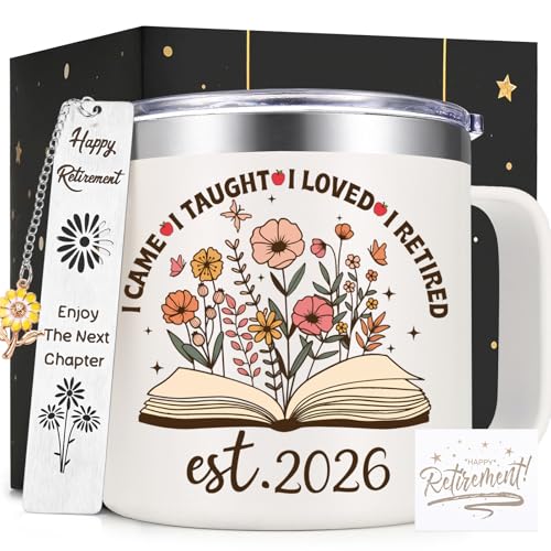 Lifecapido Teacher Retirement Gifts for Women, 2026 Retirement 14oz Insulated Coffee Mug...
