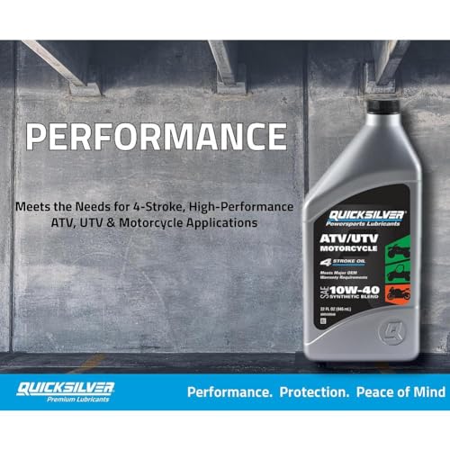 Quicksilver 8M0166408 10W-40 Synthetic Blend ATV/UTV/Motorcycle Oil – 1 Qt.