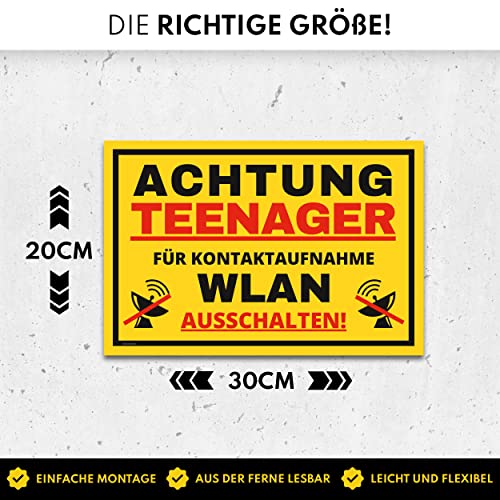 Vorsicht Teenager Schild (30 x 20 cm) - Lustiges Geschenk für Teenager zur Jugendweihe oder zum Geburtstag -Türschild als Teenager Zimmer Deko - Für Jungen und Mädchen