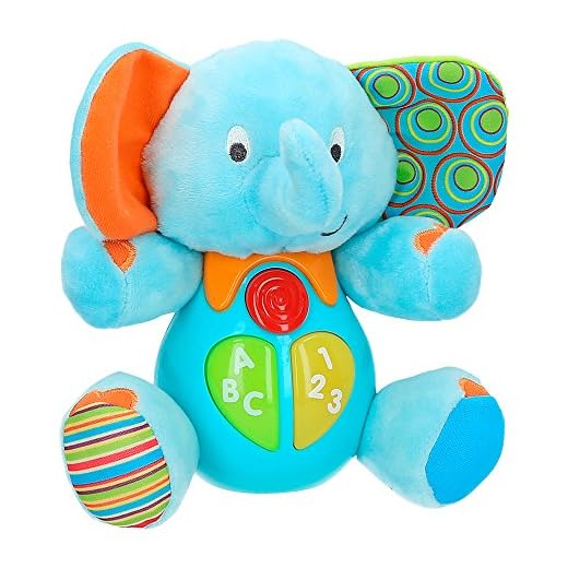 winfun - Peluche luces y sonidos, Peluche musical, Primera infancia, Juguetes interactivos musicales, Peluche interactivo Elefante Juguetes bebé 6 meses, Peluche bebé, Elefante peluche (85178)