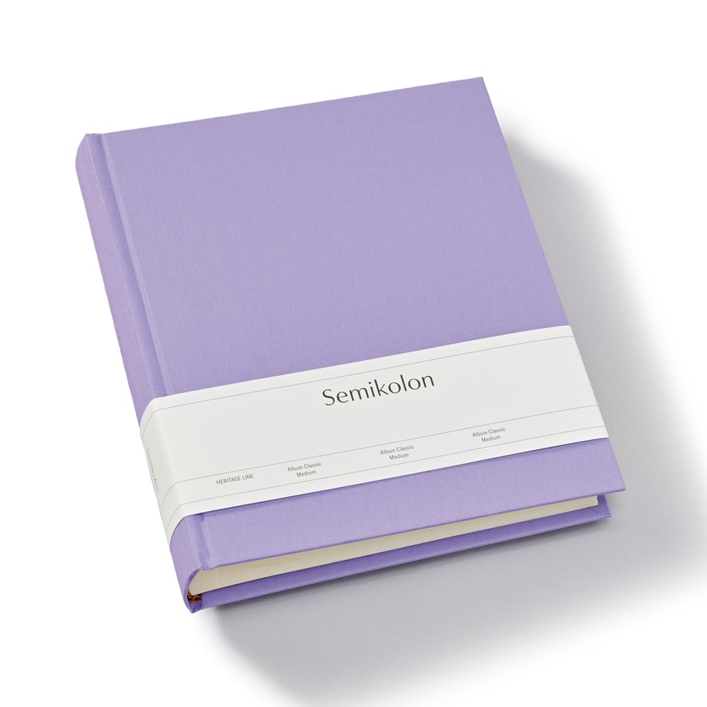 Semikolon 369956 Photo album Classic Medium - 21.6 x 25.5 cm - 80 pages cream-coloured, for 160 photos - lilac silk purple