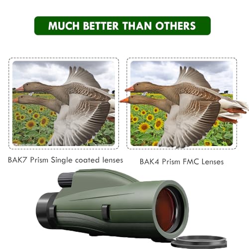 12X50 Monoculars for Adults High Powered Panoramic Low-Light Night Vision Monocular Portable Telescope - Waterproof Monoculars -BAK4 Prism FMC for Bird Watching Hunting - Image 6