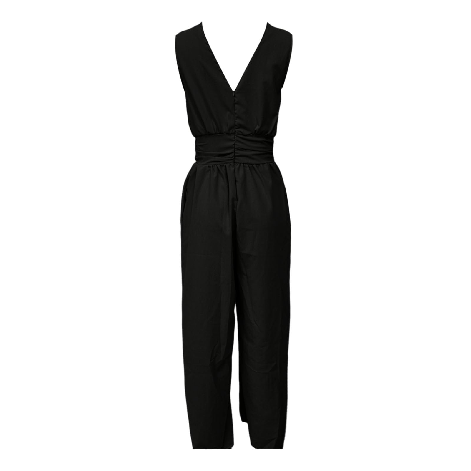 Salopette da Donna Pantalone Lungo da Lavoro Estivi Senza Maniche con Grandi Tasche Scollo a V Elegante Tuta Lang Tutina Jumpsuit Gamba Allentata Vita Alta Aderente Gamba Larga Spiaggia Vacanza Outfit