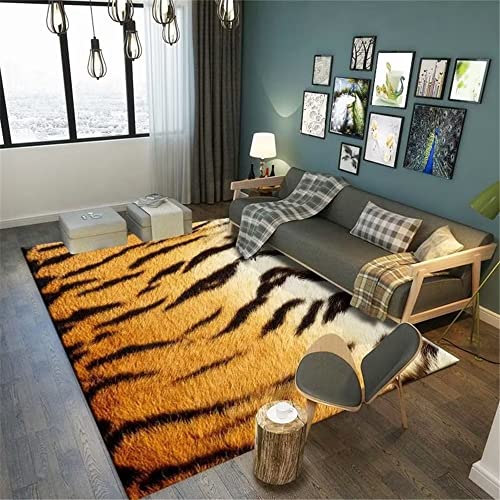 Tapis de salon motif tigre marron 120x180cm en fausse fourrure minimaliste pour chambre - 2