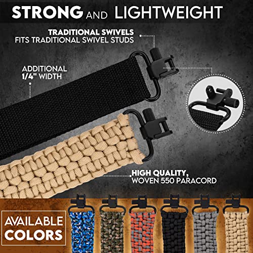 Tlo Outdoors TLO-PCSLING-GREENCAMO Paracord Gun Sling - Tactical 2-Point Rifle Sling, Extra Wide, Adjustable Strap With Swivels For Rifle, Shotgun, And Crossbow For Hunting, Shooting, Gun Safety  thumb #4