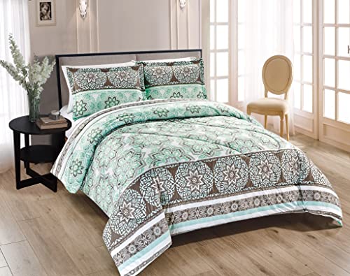 Chezmoi Collection Bodhi - Juego de edredón de 2 piezas con estampado de medallones florales - Juego de ropa de cama de microfibra bohemia colorida tamaño individual Cover