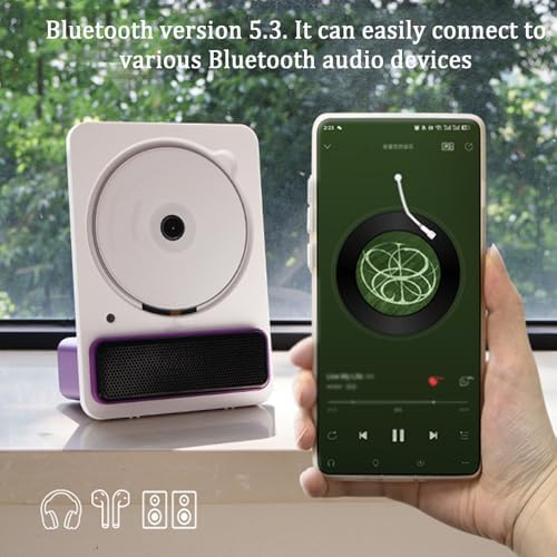 Bluetooth Portable CD Player with Remote - Desktop CD Player with Built-in Speaker & 3.5mm AUX for Home, Bedroom, Kitchen, Living Room, Ideal for Music Lovers