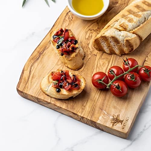 SOLTAKO Olive Wood Chopping Board, Olive Wood Cutting Board, Handmade Cheese Board, Olive Wood Serving Platter, Serving Board, Sturdy Wooden Chopping Boards (Approx. 35-38x17-19cm)