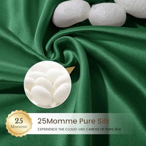 Image of THXSILK 100% Pure Mulberry Silk Body Pillowcase for Hair and Skin - 25 Momme - Upgraded Real Grade 6A+ Silk - Durable, Soft Breathable Silk Pillow Case (Body Size 20 inchx54 inch, Emerald Green)